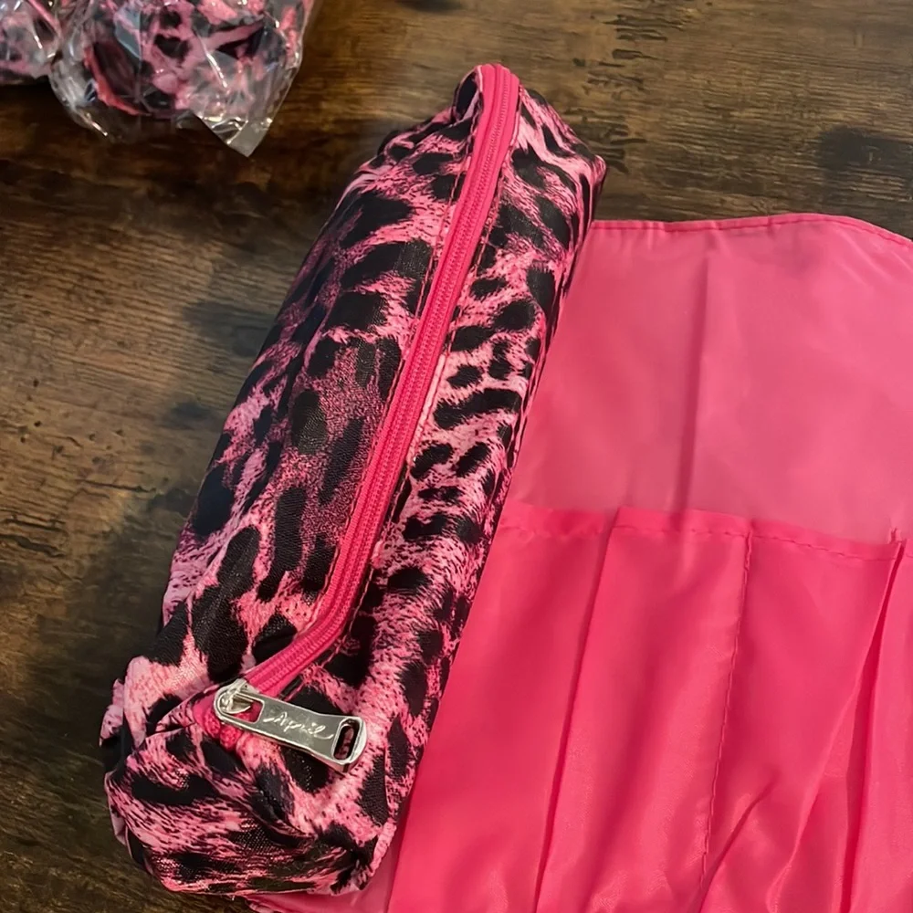 NEW Pink Zebra‎ Print Cosmetic Brush Holder and Bag!